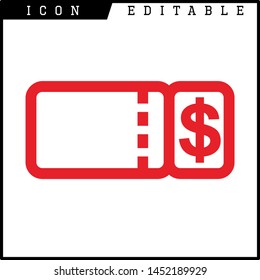 Ticket icon on white background. Vector illustration.