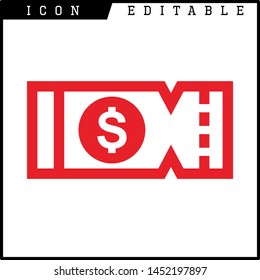 Ticket icon on white background. Vector illustration.