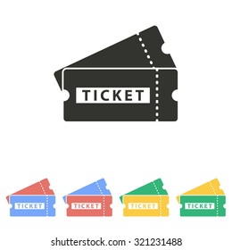 Ticket  icon  on white background. Vector illustration.