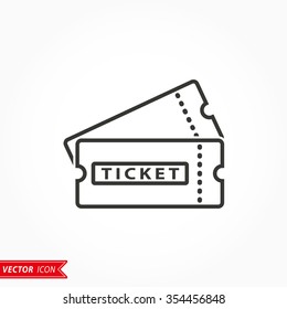 Ticket  icon  on white background. Vector illustration.