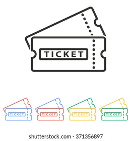 Ticket  icon  on white background. Vector illustration.