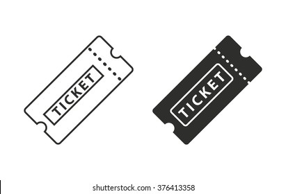 Ticket  icon  on white background. Vector illustration.