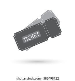 Ticket icon on white background. Vector illustration.
