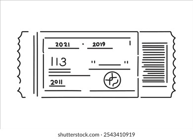 Icono de boleto una línea, Vector Ilustración vectorial de contorno plano