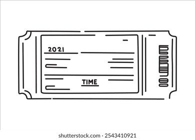 Icono de boleto una línea, Vector Ilustración vectorial de contorno plano