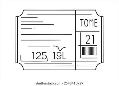 Icono de boleto una línea, Vector Ilustración vectorial de contorno plano