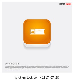 ticket icon Orange Abstract Web Button - Free vector icon
