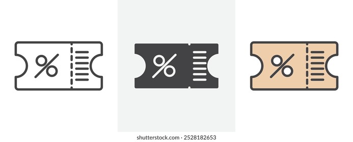 Ticket icon Outline sign symbol set