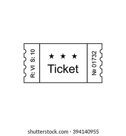 Ticket icon in the outline style. Ticket vector illustration. Ticket stub isolated on a background. Retro cinema tickets. Tickets concept icon. Movie ticket icon. Illustration old tickets.