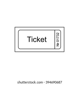 Ticket icon in the outline style. Ticket vector illustration. Ticket stub isolated on a background. Retro cinema tickets. Tickets concept icon. Movie ticket icon. Illustration old tickets.