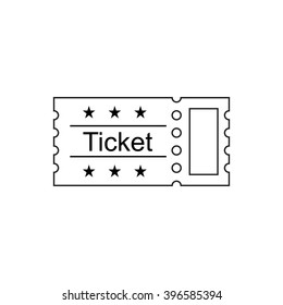 Ticket icon in the outline style, vector illustration. Ticket stub isolated on a background. Retro cinema, movie ticket icon. Illustration old tickets.