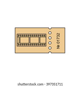 Ticket icon in the outline style. Ticket vector illustration. Ticket stub isolated on a background. Retro cinema tickets. Tickets concept icon. Movie ticket icon. Illustration old tickets.