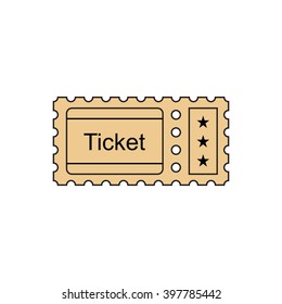 Ticket icon in the outline style. Ticket vector illustration. Ticket stub isolated on a background. Retro cinema tickets. Tickets concept icon. Movie ticket icon. Illustration old tickets.