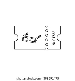 Ticket icon in the outline style. Ticket vector illustration. Ticket stub isolated on a background. Retro cinema tickets. Tickets concept icon. Movie ticket icon. Illustration old tickets.