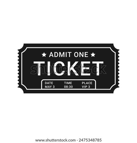Ticket icon. Pass admit one for visitor or client isolated on white background