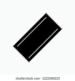 Ticket Icon. Permission Entry, Symbol of Tool Procedure Enter. Piece of Paper or Small Card that Gives A Holder Certain Right, Especially to Enter a Place, Travel by Public Transport, or Participate i