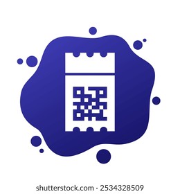 Icono del boleto con el código QR, Vector