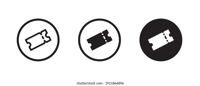 Ticket icon. Retro cinema, movie tickets icons button, vector, sign, symbol, logo, illustration, editable stroke and flat design style isolated on white linear pictogram