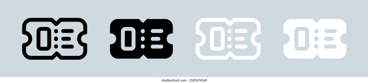 Ticket icon set in black and white. Coupon signs vector illustration.