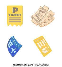 Ticket icon set. Cartoon set of ticket vector icons for web design isolated on white background