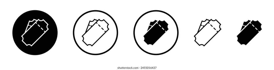 Ticket Icon Set. Cinema, Concert, and Flight Ticket Designs.