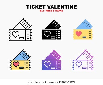 Ticket icon set with different styles. Editable stroke and pixel perfect. Can be used for digital product, presentation, print design and more.