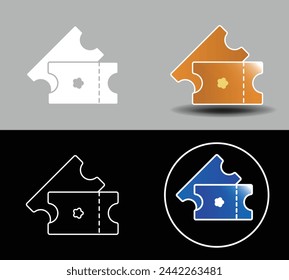 Ticket icon Set. Linear And filled Ui, Web Vector illustration concept.
