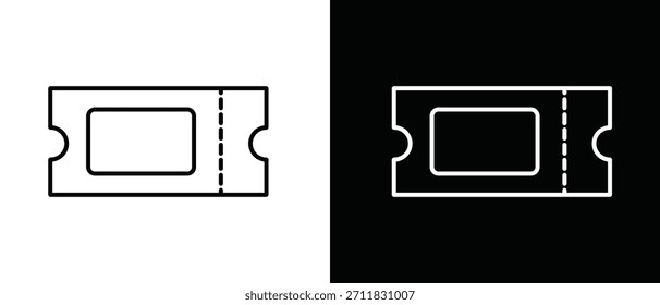 Conjunto de ícones de tíquete: Filme, entrada ou símbolo de passagem de rifa com vetor de stub rasgado.
