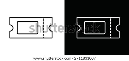 Ticket icon set: Movie, entry, or raffle pass symbol with tear-off stub vector.