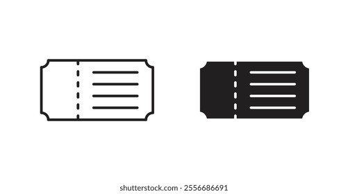 Ticket icon set in Thin line black color.