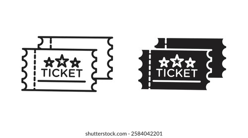 Ticket icon set in thin line. vector illustrations for web