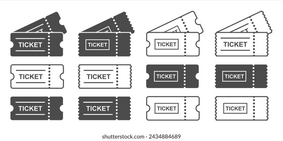 Ticket icon set, vector 10 eps.