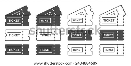 Ticket icon set, vector 10 eps.