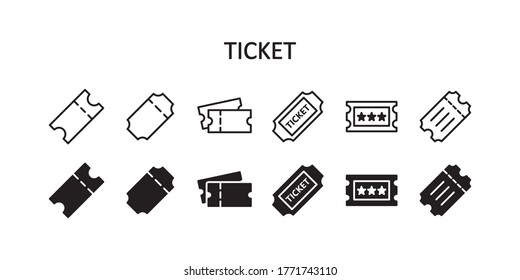 Ticket icon set. Vector graphic illustration. Suitable for website design, logo, app, template, and ui.