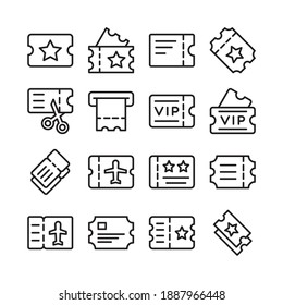 Ticket icon set. Vector graphic illustration. Suitable for website design, logo, app, template, and ui. 