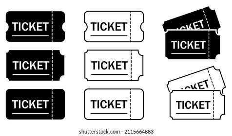 Ticket icon set. Vector illustration isolated on white background
