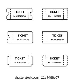 Ticket icon set. Vector illustration. Isolated on white background.