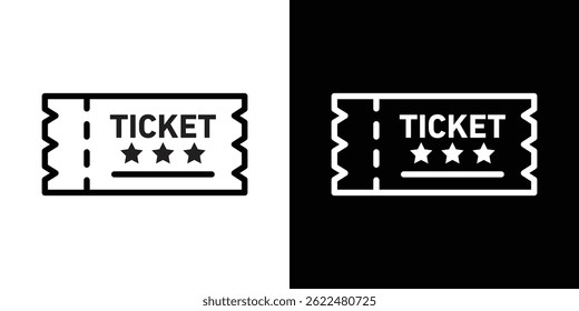 Ticket icon shape graphic simple plain clipart symbol. thin line outline art