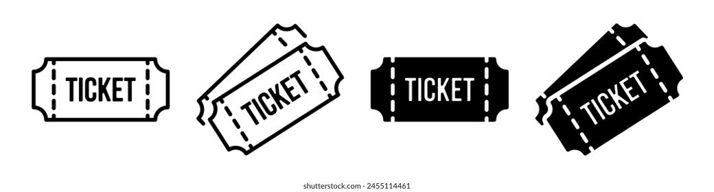 Ticketsymbol Einfache Ticketdarstellung. Kino, Theater, Konzert oder Event Pass Symbol isoliert.