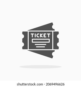 Ticket icon. Solid Glyph style. Vector illustration. Enjoy this icon for your project.