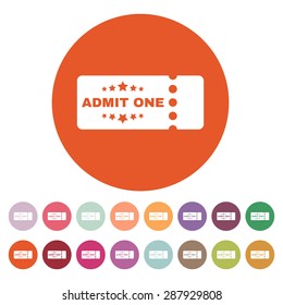 The ticket icon. Ticket symbol. Flat Vector illustration. Button Set