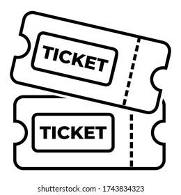 Ticket Icon Symbol Illustration Vector für Kino, Unterhaltung, Website und mobile Anwendung. Trendy flache Umrisslinie in Zeichendesign. Dünne lineare grafische Piktogramme.