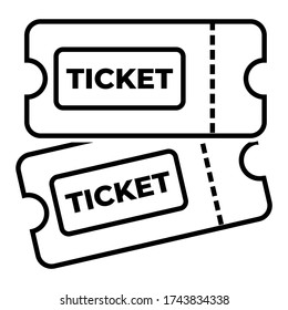 Ticket Icon Symbol Illustration Vector for cinema, entertainment, web site and mobile application. Trendy flat outline ui sign design. Thin linear graphic pictogram.