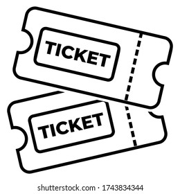 Ticket Icon Symbol Illustration Vector for cinema, entertainment, web site and mobile application. Trendy flat outline ui sign design. Thin linear graphic pictogram.
