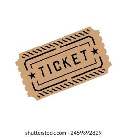 Ticket icon. Symbol of payment or cash register, sports match or cinema. Document for travel on public transport. Attribute of a cinema, theater or concert.