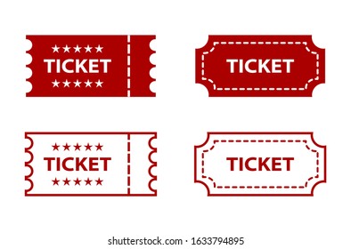 Ticket icon template Red color editable. Ticket style vector sign isolated on white background. Simple logo vector illustration for graphic and web design. Movie or theater vector coupon or sign.