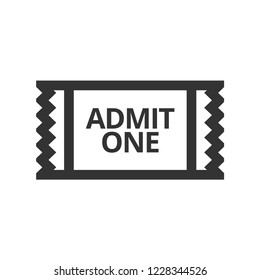 Ticket icon in thick outline style. Black and white monochrome vector illustration.