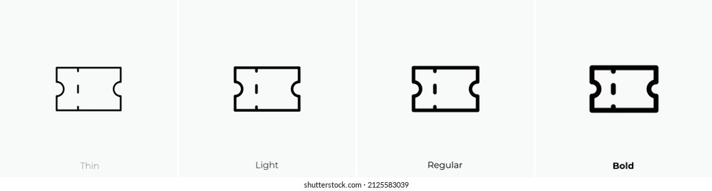 ticket icon. Thin, Light Regular And Bold style design isolated on white background