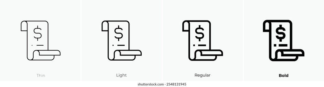 ticket icon. Thin, Light Regular And Bold style design isolated on white background