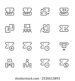 Ticket icon. train, bus, cinema, ticket icons. thin vector icon set. Vector graphic illustration. Suitable for website design, logo, app, template, and ui.